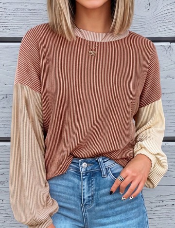 Bluza SHEIN, maro/crem