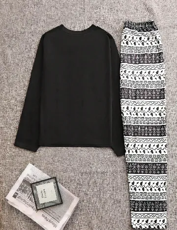 Pijama SHEIN, negru/alb