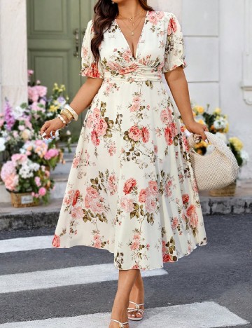 Rochie medie SHEIN CURVE, floral print