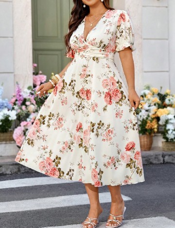Rochie medie SHEIN CURVE, floral print
