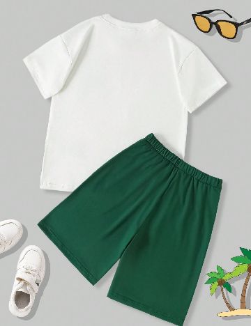 Compleu Shein Kids, verde/alb