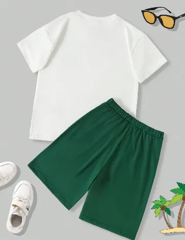 Compleu Shein Kids, verde/alb