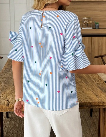 Bluza SHEIN, alb/albastru