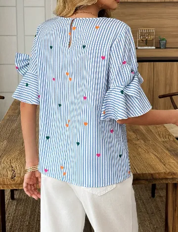 Bluza SHEIN, alb/albastru