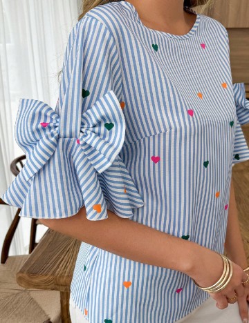 Bluza SHEIN, alb/albastru