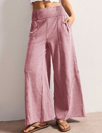 Pantaloni SHEIN, roz pudra inchis