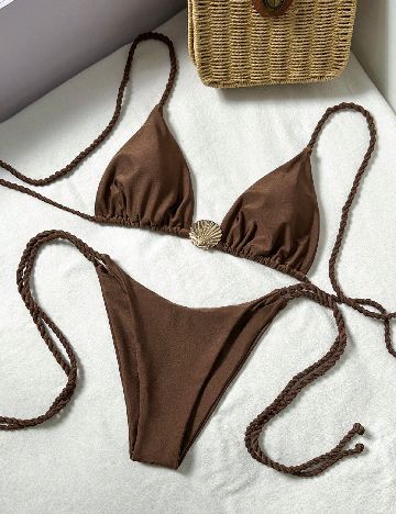 Costum de baie SHEIN, maro