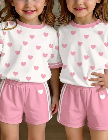 Compleu Shein Kids, alb/roz
