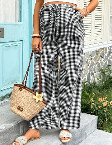 Pantaloni SHEIN Maternity, alb/negru