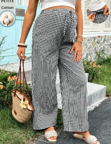 Pantaloni SHEIN Maternity, alb/negru