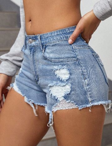 Pantaloni scurti SHEIN CURVE, albastru