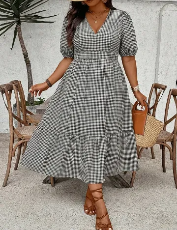 Rochie medie SHEIN CURVE, alb/negru
