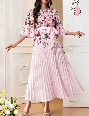 Rochie lunga SHEIN, floral print/roz
