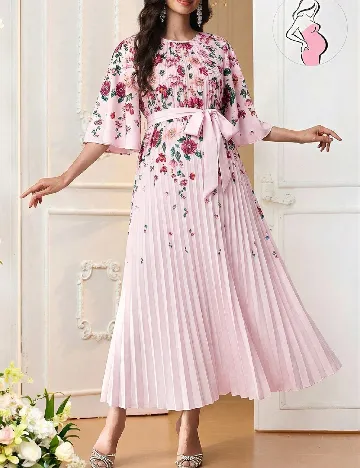 Rochie lunga SHEIN, floral print/roz