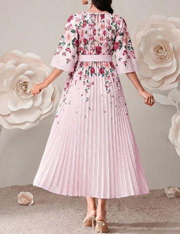Rochie lunga SHEIN, floral print/roz