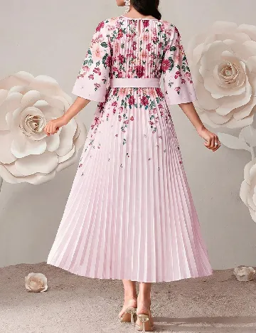 Rochie lunga SHEIN, floral print/roz