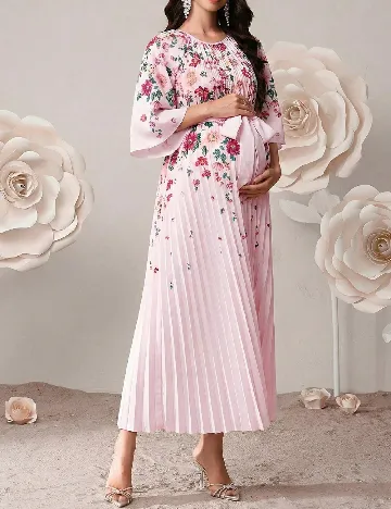 Rochie lunga SHEIN, floral print/roz