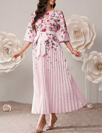 Rochie lunga SHEIN, floral print/roz