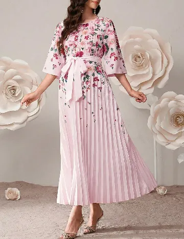 Rochie lunga SHEIN, floral print/roz