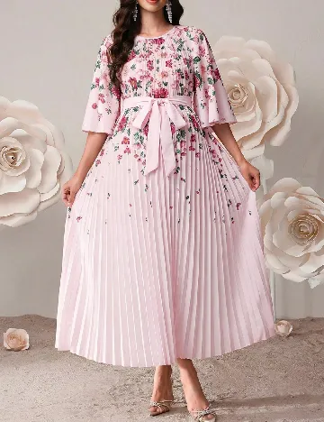 Rochie lunga SHEIN, floral print/roz