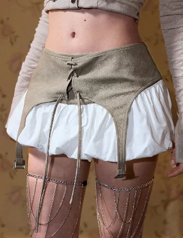 Fusta pantalon Romwe, alb/bej