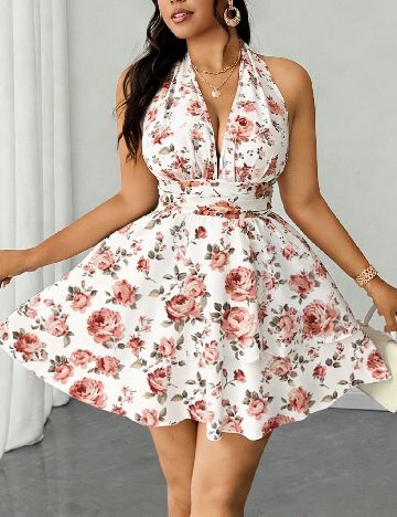 Rochie scurta SHEIN CURVE, floral print