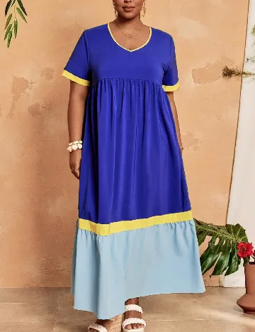 Rochie lunga Emery Rose Curve, albastru