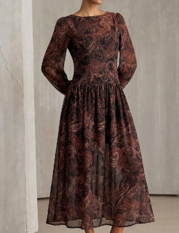 Rochie medie Aveloria, maro