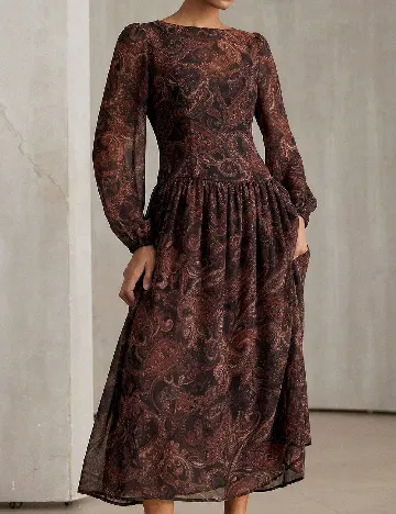 Rochie medie Aveloria, maro