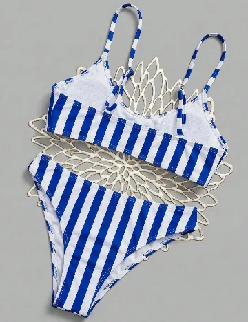 Costum de baie SHEIN, alb/albastru