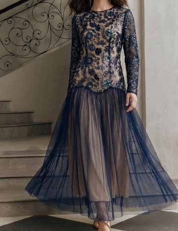 Rochie lunga Anewsta, bleumarin