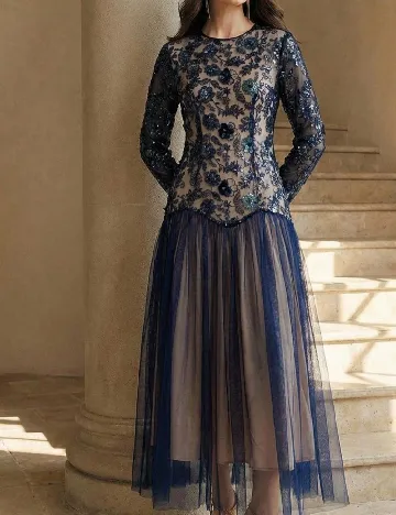 Rochie lunga Anewsta, bleumarin