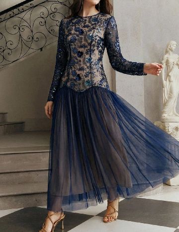 Rochie lunga Anewsta, bleumarin