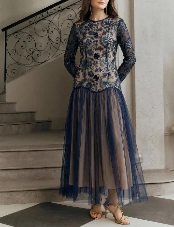 Rochie lunga Anewsta, bleumarin