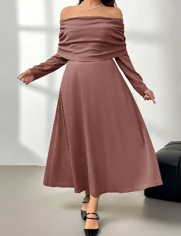 Rochie lunga SHEIN CURVE, roz pudra