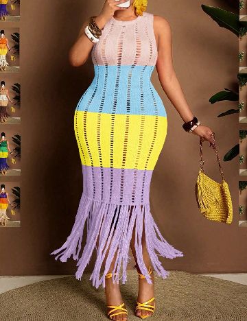 Rochie lunga SHEIN CURVE, mix culori