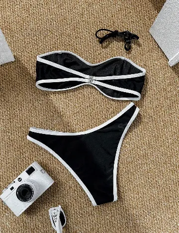Costum de baie SHEIN, negru/alb