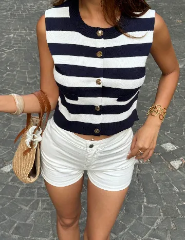 Bluza SHEIN, bleumarin/alb