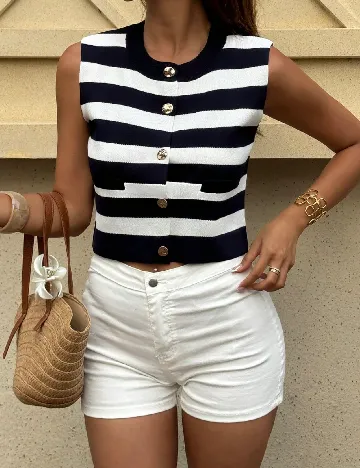 Bluza SHEIN, bleumarin/alb