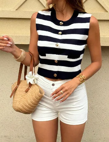 Bluza SHEIN, bleumarin/alb