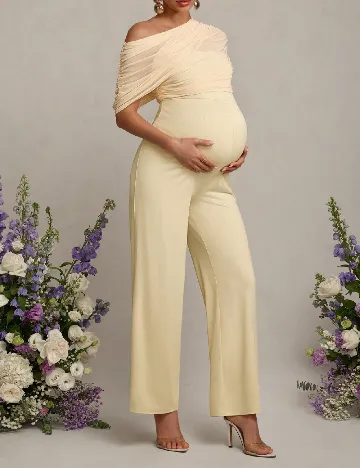 Salopeta SHEIN Maternity, crem