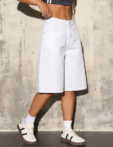 Pantaloni trei sferturi SHEIN, alb