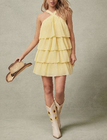 Rochie scurta SHEIN, galben deschis