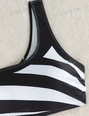 Costum de baie SHEIN, alb/negru