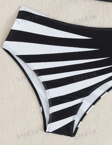 Costum de baie SHEIN, alb/negru