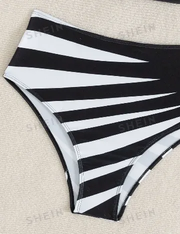 Costum de baie SHEIN, alb/negru