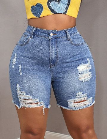 Pantaloni scurti SHEIN CURVE, albastru