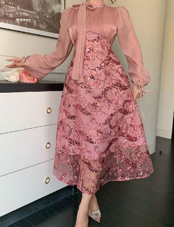 Rochie lunga Dazy, roz