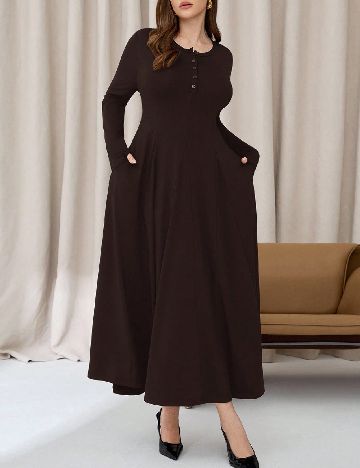 Rochie lunga SHEIN CURVE, maro