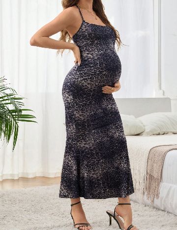 Rochie lunga SHEIN Maternity, animal print